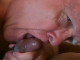 Grandpa gives sloppy, messy head to young top