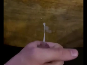 Teen boy cumming thick cum on the table