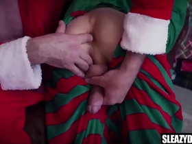 Stepson gets stepdad's cock for christmas - gay fucked up family