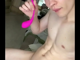 Teenage boy with big dick uses vibrator for reach storng orgasm / jerking off / sexy / hunk / fit /