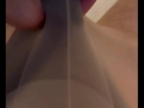 Jaybeans69 black and tan pantyhose rub