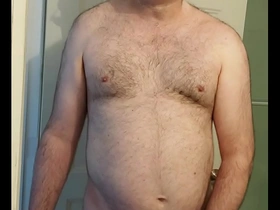 Nude martin lavallée mastubates, ejaculates and eats his sperm with his pink chastity device