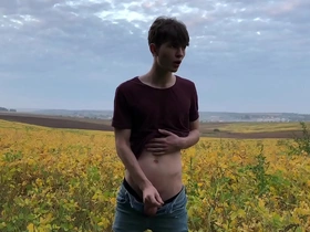 Hot boy masturbate outdoor / 23 cm / huge dick / sexy abs / teen boy / stud