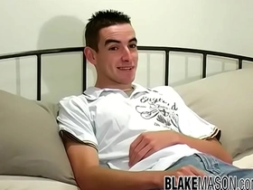 Skinny british twink billy jerks off after an interview