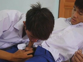 Hot gay Asian piss play and bareback twinks hard cock action