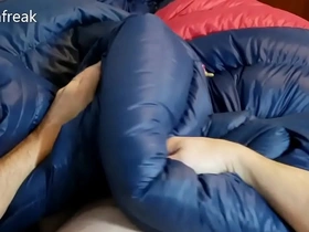 Long version 28min. humping my favourite down sleeingbag. down jacket fetish