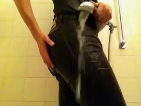 Shower in skinny black cheap monday - getting hart in wet tight jeans